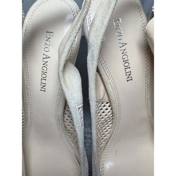 Enzo Angiolini Heels Women 7.5M Scarla Sling back Peep Toe Eyelet Platform Cream - Picture 5 of 8